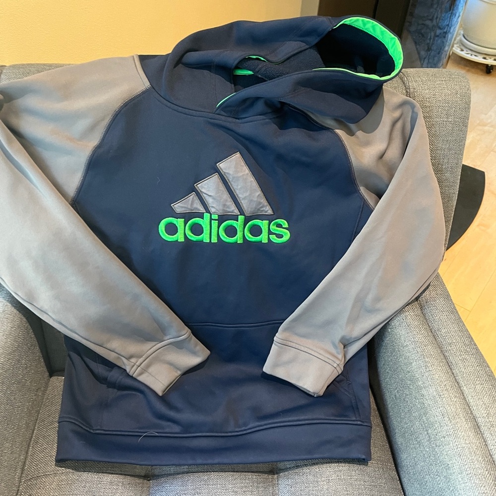 Navy and grey adidas hoodie